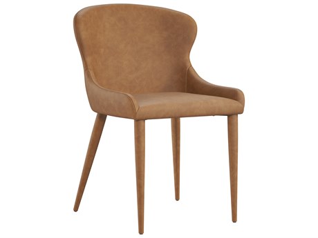 Sunpan Evora Brown Faux Leather Armless Dining Chair