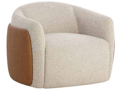 Sunpan Caris Swivel Beige Accent Chair