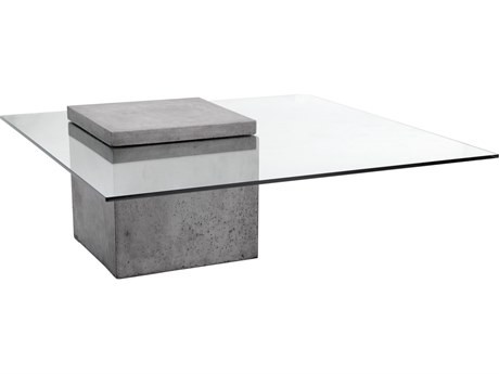 Sunpan Mixt Rectangular Glass Grey Coffee Table