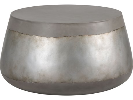 Sunpan Outdoor Solterra Aries Concrete Silver 31'' Wide Round Coffee Table