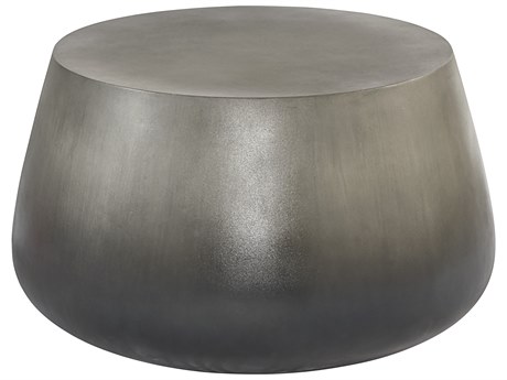Sunpan Outdoor Solterra Aries Concrete Silver Black Ombre 31'' Wide Round Coffee Table