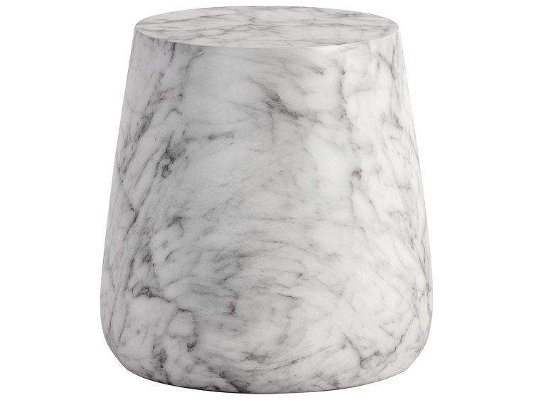 Sunpan Outdoor Solterra Aries Concrete White Round End Table