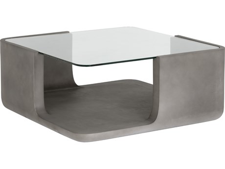 Sunpan Outdoor Solterra Odis Concrete Grey 39'' Wide Square Coffee Table
