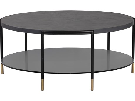 Sunpan Outdoor Solterra Zuma Steel Black 40'' Wide Round Coffee Table