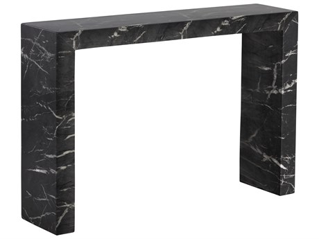 Sunpan Outdoor MIXT Axle Concrete Marble Look Black 47''W x 12''D Rectangular Console Table