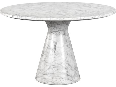 Sunpan Outdoor MIXT Shelburne Concrete Marble Look White 47'' Wide Round Dining Table