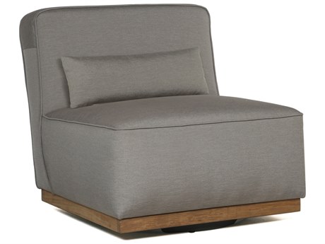 Sunpan Outdoor Carbonia Wood Brown Swivel Lounge Chair in Palazzo Taupe