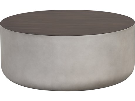 Sunpan Outdoor Solterra Diaz Concrete Grey 34.5'' Wide Round Coffee Table