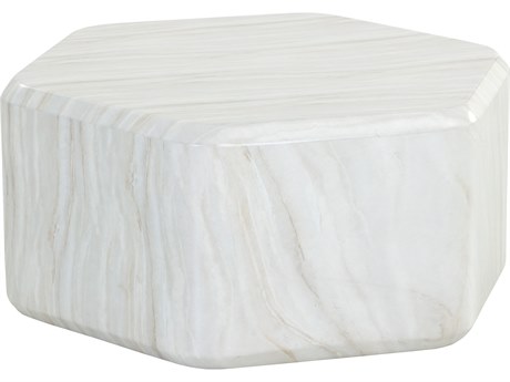 Sunpan Outdoor MIXT Spezza Concrete Marble Look Cream 33''W x 29.5''D Hexagon Coffee Table