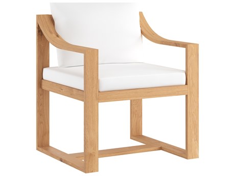 Sunpan Outdoor Tahiti Teak Wood Natural Dining Arm Chair in Stinson White