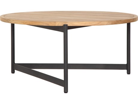 Sunpan Outdoor Amalfi Aluminum Black 36'' Wide Round Large Coffee Table