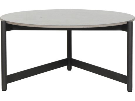 Sunpan Outdoor Amalfi Aluminum Grey 26'' Wide Round Small Coffee Table