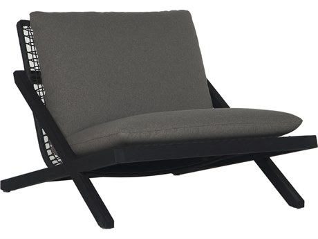 Sunpan Outdoor Bari Teak Wood Charcoal Lounge Chair in Gracebay Grey