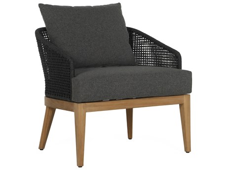 Sunpan Outdoor Capri Teak Wood Natural Lounge Chair in Gracebay Grey