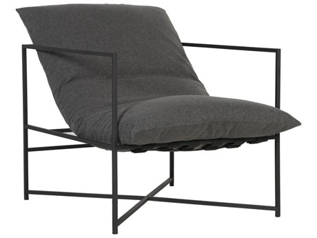 Sunpan Outdoor Mallorca Stainless Steel Black Lounge Chair in Gracebay Grey