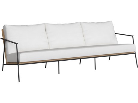 Sunpan Outdoor Milan Aluminum Black Sofa in Stinson White
