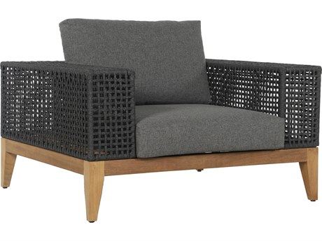 Sunpan Outdoor Salerno Teak Wood Brown Lounge Chair in Gracebay Grey