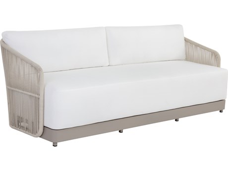 Sunpan Outdoor Allariz Aluminum Rope Greige Sofa in Stinson White
