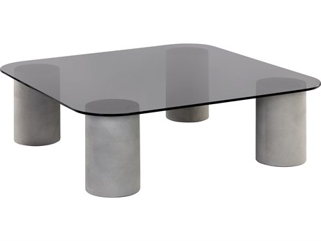 Sunpan Outdoor Maude Concrete Light Grey 54'' Wide Square Coffee Table