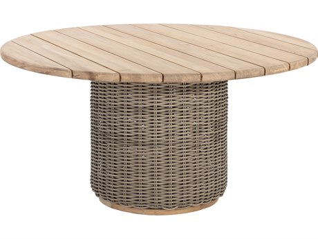 Sunpan Outdoor Riviera Wicker Taupe 60'' Wide Round Dining Table