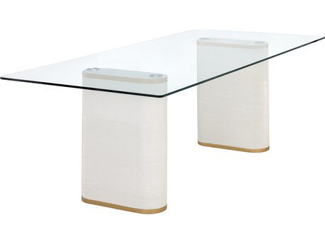 Sunpan Outdoor Solterra Aemond Concrete White 86.6''W x 41.25''D Rectangular Dining Table