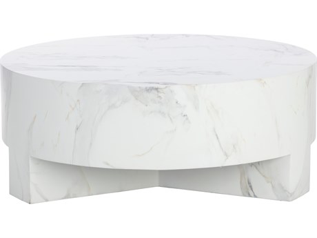 Sunpan Outdoor Mirella Concrete White 40'' Wide Round Coffee Table