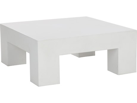 Sunpan Outdoor Renley Concrete White 40'' Wide Square Coffee Table
