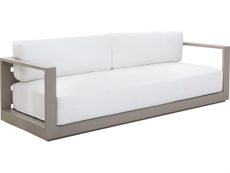 Sunpan Outdoor Tavira Sofa Aluminum Greige Sofa in Stinson White