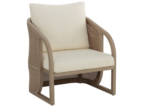 Sunpan Outdoor Palermo Teak Wood Light Brown Lounge Chair in Stinson Cream