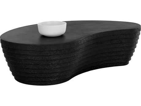 Sunpan Outdoor Mojave Concrete Black 60.25''W x 36.25''D Oval Coffee Table