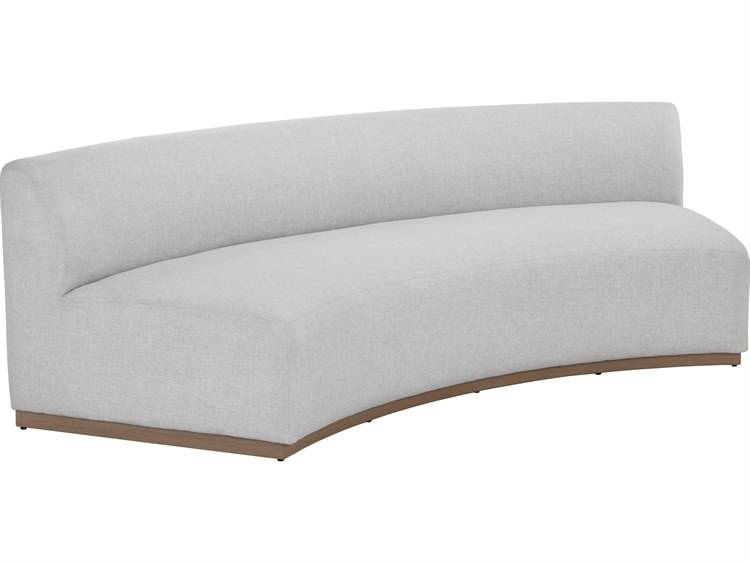 Sunpan Outdoor Cadiz Teak Wood Light Brown Modular Sofa in Gracebay Light Grey