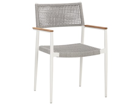 Sunpan Outdoor Nava Aluminum White Stackable Dining Arm Chair