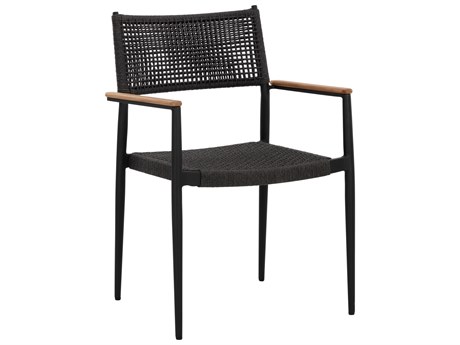 Sunpan Outdoor Nava Aluminum Black Stackable Dining Arm Chair