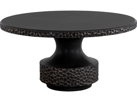 Sunpan Outdoor Mersin Concrete Black 59'' Wide Round Dining Table