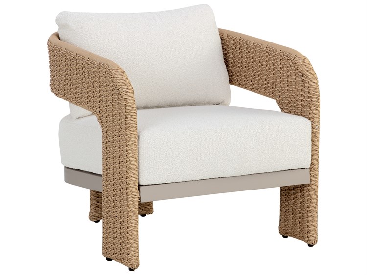 Sunpan Outdoor Pylos Wicker Natural Lounge Chair in Louis Cream