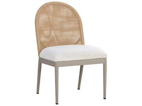Sunpan Outdoor Calandri Aluminum Natural Dining Side Chair in Louis Cream