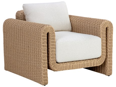 Sunpan Outdoor Tibi Wicker Natural Lounge Chair in Louis Cream