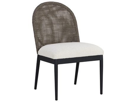 Sunpan Outdoor Calandri Aluminum Black Dining Side Chair in Louis Cream