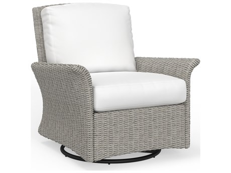South Sea Rattan Juniper Bay Wicker Light Driftwood Swivel Glider Patio Lounge Chair
