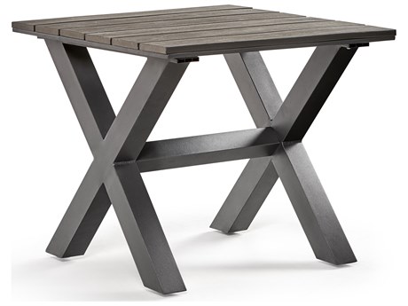 South Sea Rattan X Base Quick Ship Aluminum Square End Table