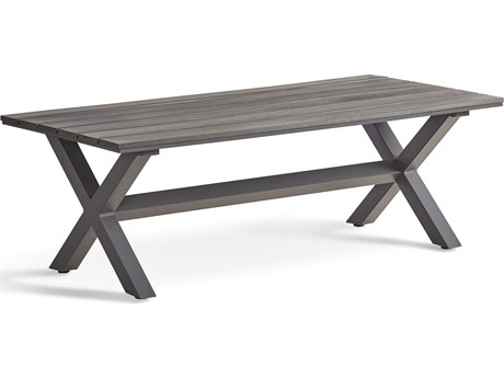 South Sea Rattan X Base Quick Ship Aluminum Rectangular Coffee Table