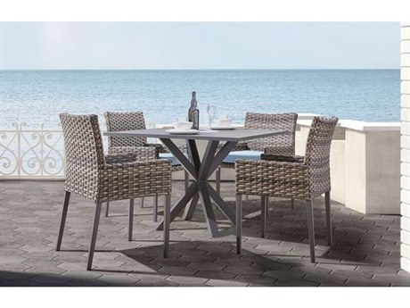 South Sea Rattan New Java Wicker Sandstone Square Outdoor Dining Table