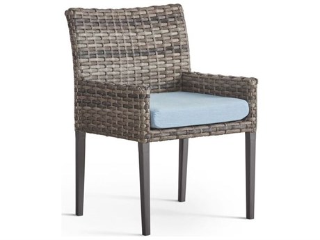 South Sea Rattan New Java Wicker Sandstone Dining Arm Chair