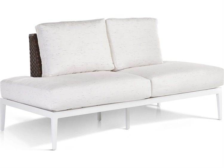 South Sea Rattan Stevie Wicker Modular Outdoor Patio Loveseat with Wrap Around Cushions