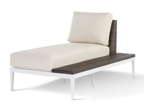 South Sea Rattan Stevie Wicker Chaise Lounge with Right Side Facing Table