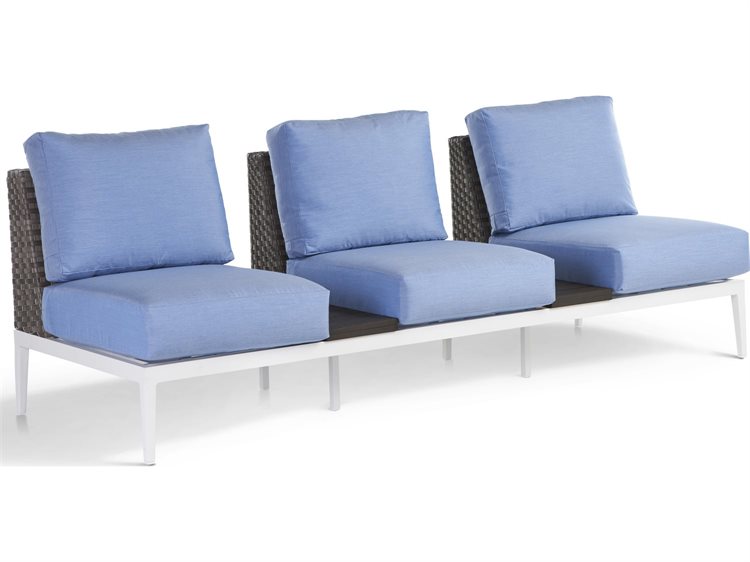 South Sea Rattan Stevie Wicker Patio Loveseat with Tables