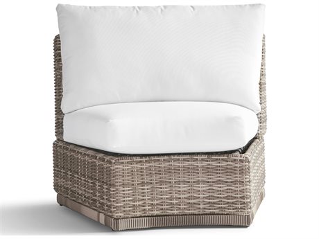South Sea Rattan Luna Cove Wicker Curved Corner Lounge Chair in Scatter Back