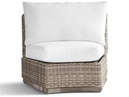 South Sea Rattan Luna Cove Wicker Curved Corner Lounge Chair in Fitted Back
