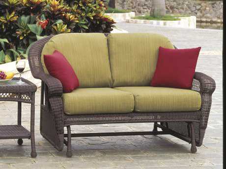 South Sea Rattan Montego Bay Wicker Mink Glider Outdoor Patio Loveseat