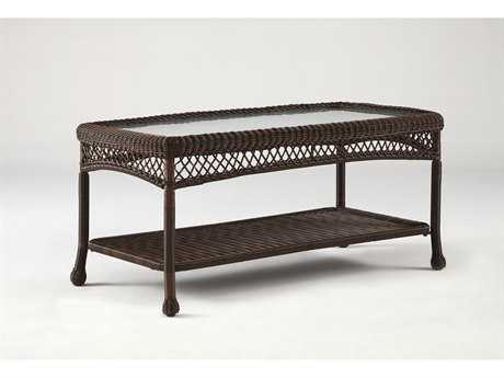 South Sea Rattan Montego Bay Wicker Mink Rectangular Glass Top Coffee Table